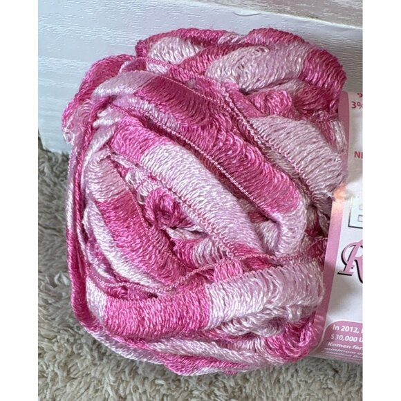 Bernat Ruffelina Yarn Pink & White Variegated 100g  Acrylic Polyester Lot Of 3 - Picture 4 of 5